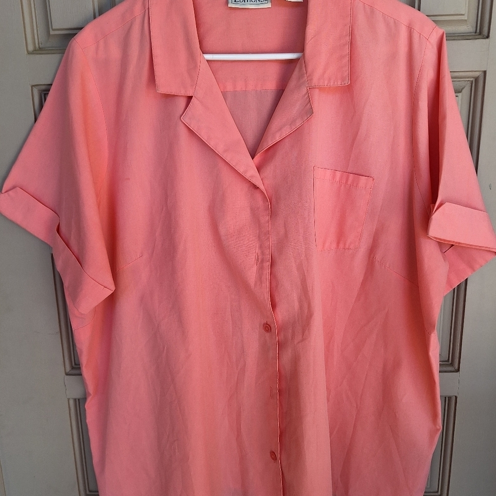 Basic Editions Plus Sz22w Melon Pink Short Sleeve… - image 6